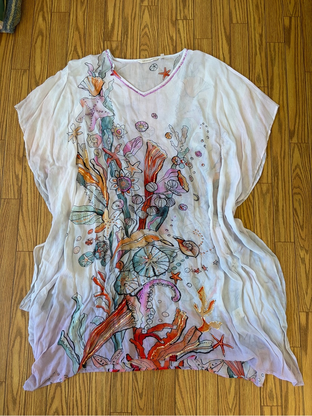Soft Surroundings viscose beaded/sequin beachy boho coverup dress size S/M